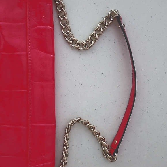 Kate Spade Pink Patent Leather Clutch With Gold Chain Handles GORGEOUS! - Picture 8 of 12
